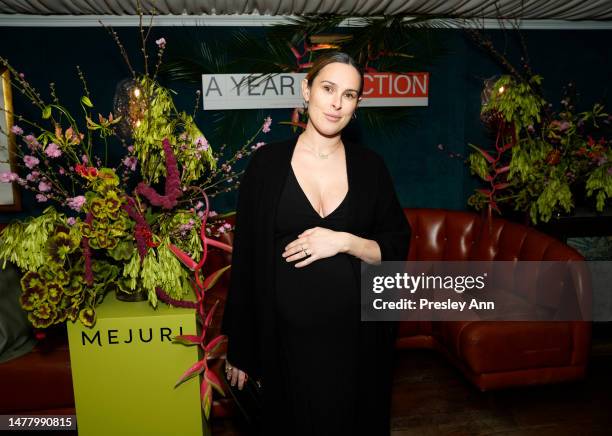 Rumer Willis poses as Mejuri and Sophia Bush host Los Angeles dinner to celebrate the Year of Action Committee at Olivetta on March 29, 2023 in West...