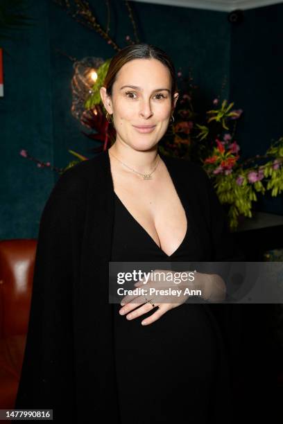 Rumer Willis poses as Mejuri and Sophia Bush host Los Angeles dinner to celebrate the Year of Action Committee at Olivetta on March 29, 2023 in West...