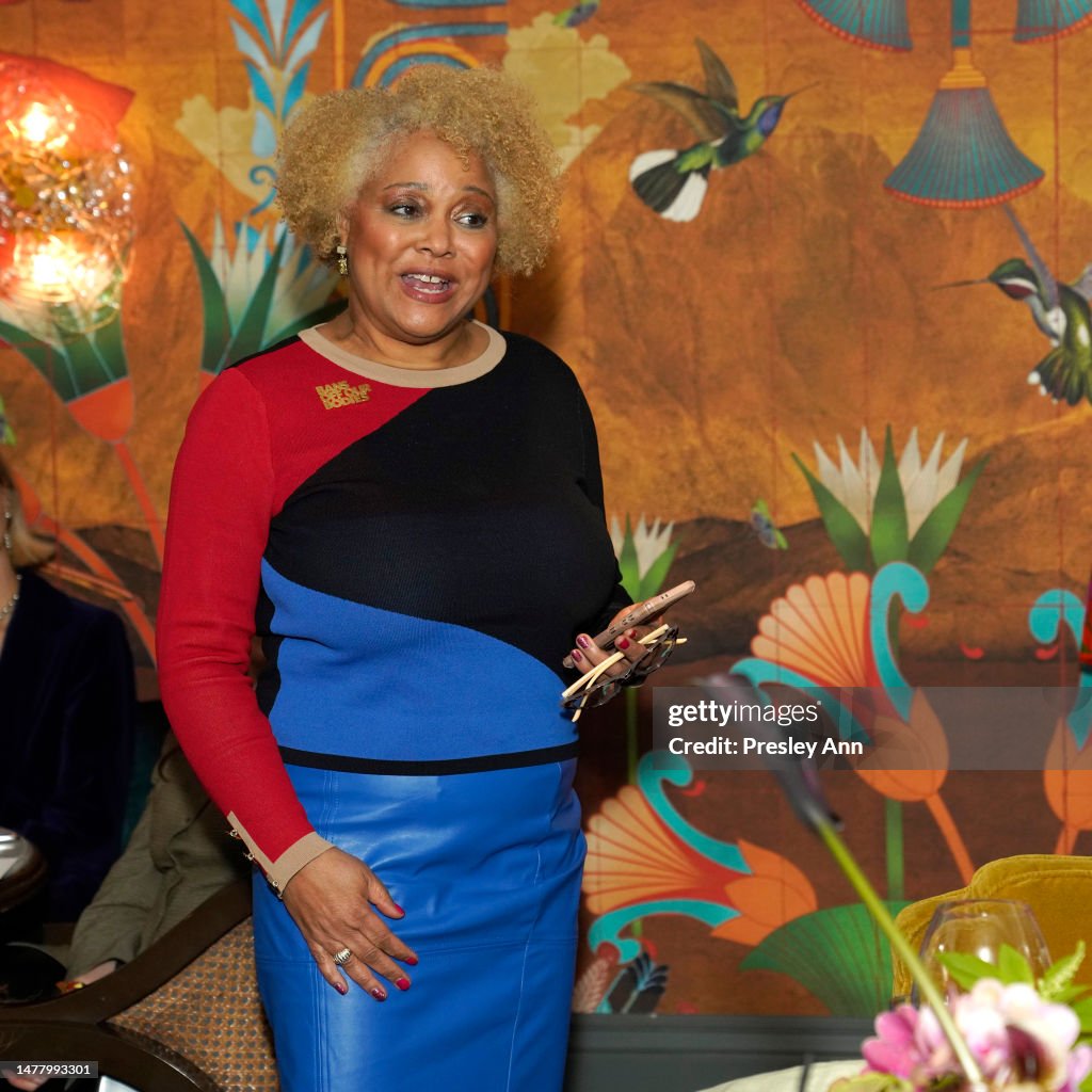 Cynthia Brooks speaks as Mejuri and Sophia Bush host Los Angeles