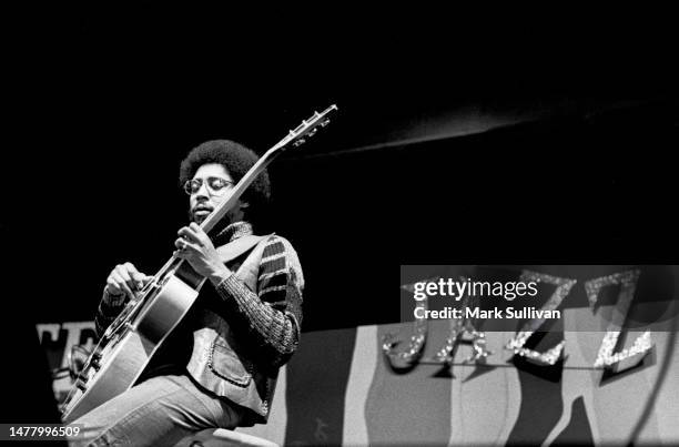 Bassist Stanley Clarke performs during the Monterey Jazz Festival, Monterey, CA 1975.