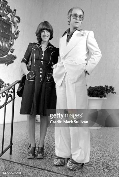 Singer Kiki Dee and Musician/Singer/Songwriter Elton John during press conference to announce the upcoming American tour at The Beverly Wilshire...