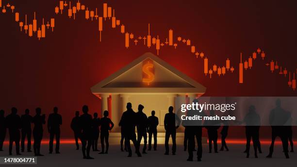 Bank run Financial Crisis concepts backgrounds, 3d rendering