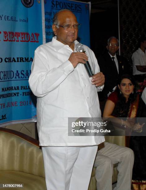 Sharad Pawar attends the Nana Chudasama's birthday celebration on June 17, 2014 in Mumbai, India