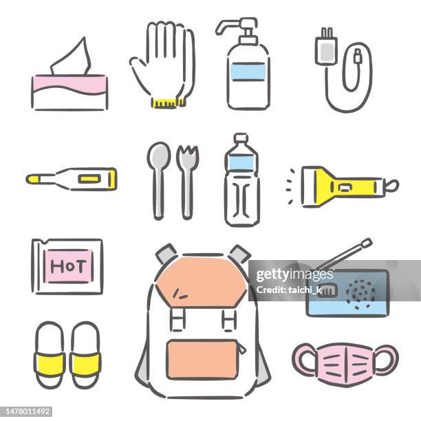 emergency bag goods icon - emergency flashlight stock illustrations