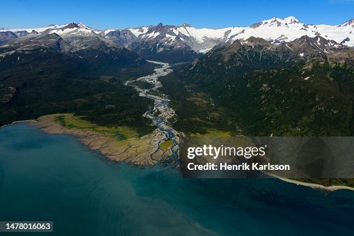 Ariel view of river deltas in Katmai National Park