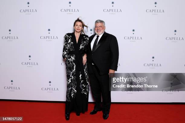 Amber Symond and John Symond attend the official opening night of Capella Sydney on March 30, 2023 in Sydney, Australia.