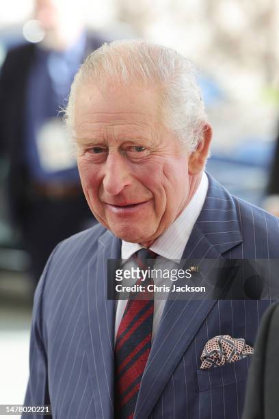 King Charles III attends a meeting with Chancellor Olaf Scholz at The Federal Chancellery on March 30, 2023 in Berlin, Germany. The King and The...