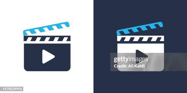 stockillustraties, clipart, cartoons en iconen met movie clapper icon. solid icon vector illustration. for website design, logo, app, template, ui, etc. - regisseur