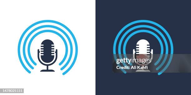 podcast icon. solid icon vector illustration. for website design, logo, app, template, ui, etc. - radio broadcasting stock illustrations