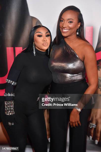 Ariana Fletcher and Lia Dias attend the Hype Hair Magazine cover release party in her honor at CRU Lounge on March 29, 2023 in Alpharetta, Georgia.