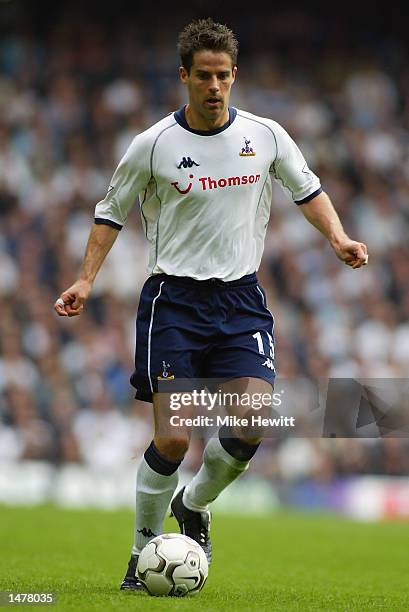 Jamie Redknapp of Tottenham Hotspur runs with the ball during the FA Barclaycard Premiership match between Tottenham Hotspur and Middlesbrough held...