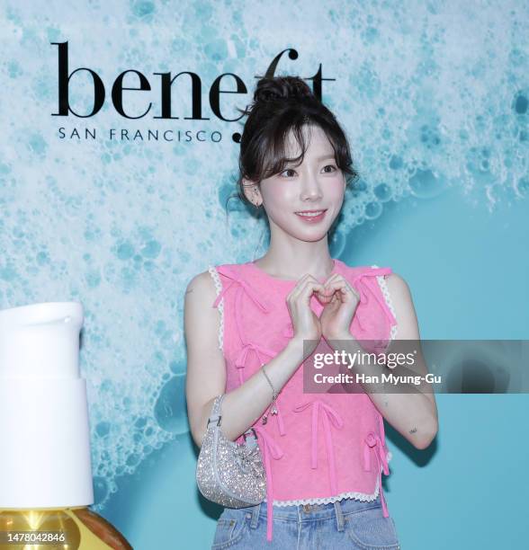 Taeyeon of South Korean girl group Girls' Generation attends the photocall for 'Benefit' new pore care collection launch at Hyundai Department Store...