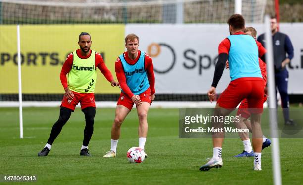James Bree during a Southampton FC training session at the Staplewood Campus on March 30, 2023 in Southampton, England.