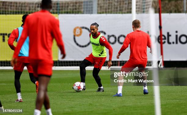 Theo Walcott during a Southampton FC training session at the Staplewood Campus on March 30, 2023 in Southampton, England.