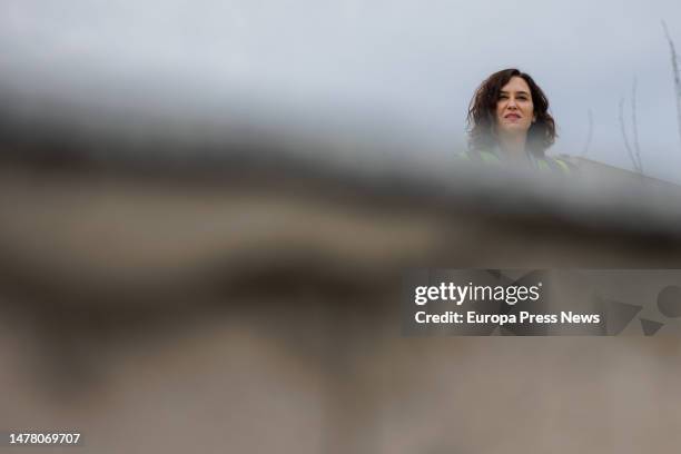 The president of the Community of Madrid, Isabel Diaz Ayuso, visits the remodeling works of the Santander Park, on 30 March, 2023 in Madrid, Spain....