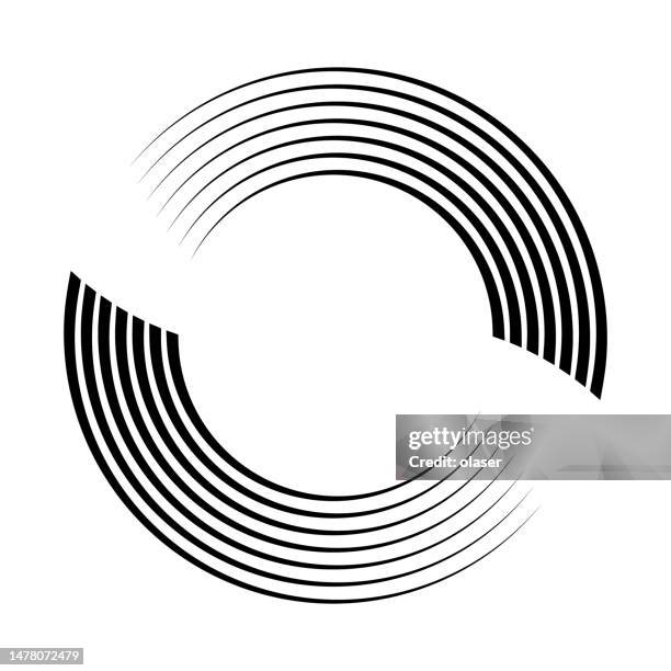 twisted concentric semi circles lines pattern, with copy space - two intertwined stock illustrations