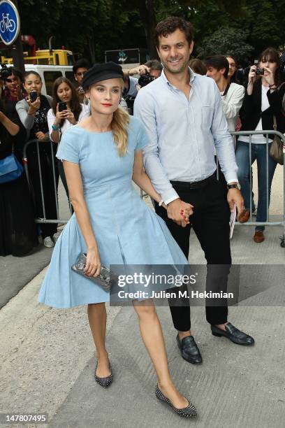 Diane Kruger and Joshua Jackson attend the Chanel Haute-Couture Show as part of Paris Fashion Week Fall / Winter 2012/13 at Grand Palais on July 3,...