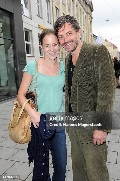 Bernadette Heerwagen and boyfriend Ole Puppe attend the ZDF reception during the Munich Film Festival 2012 at the H'ugo's on July 3, 2012 in Munich,...