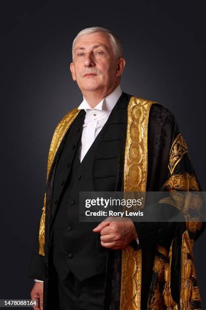 Member of Parliament of the United Kingdom, Lindsay Hoyle poses for a portrait on July 19, 2021 in London, England.