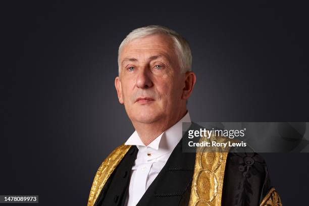 Member of Parliament of the United Kingdom, Lindsay Hoyle poses for a portrait on July 19, 2021 in London, England.