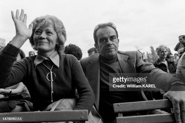 Georges Marchais et sa femme Liliane lors de la Fête de l'Humanité à la Courneuve le 8 septembre 1974