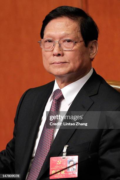 Liu Qi, member of the Political Bureau of the Communist Party of China's Central Committee, looks on during the closing ceremony of the 11th Beijing...