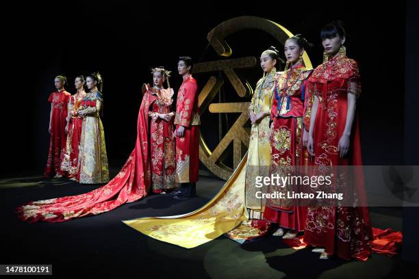 Models walks the runway at LOOLAYY collection show by designer Xiaoqi Zhang during the day of China Fashion Week AW23 at 751 D.Park on March 30, 2023...