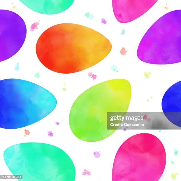ilustrações de stock, clip art, desenhos animados e ícones de watercolor easter eggs seamless pattern. multicolored eggs background. easter concept, design element for gift wrapping paper, greeting and invitation cards. - pelagem de animal