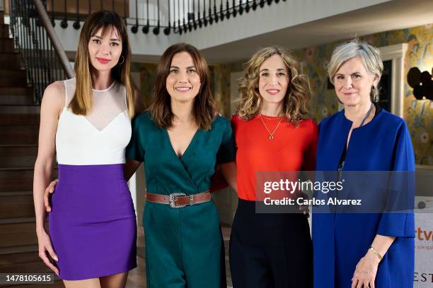 Spanish actresses Dafne Fernandez, Toni Acosta, Marta Aledo and Ana Gracia present "4 Estrellas" at the RTVE studios on March 30, 2023 in Madrid,...