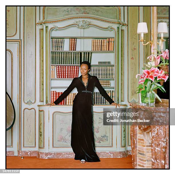 Style icon Shala Monroque poses for Town & Country Magazine on October 6, 2011 at the Raphael Hotel in Paris, France. PUBLISHED IMAGE.