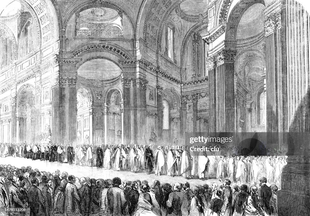 Die Prozession der Versammlung des Klerus in der St. Paul's Cathedral, London
