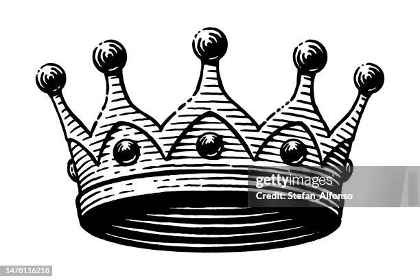 ilustrações de stock, clip art, desenhos animados e ícones de vector drawing of a crown - coroa