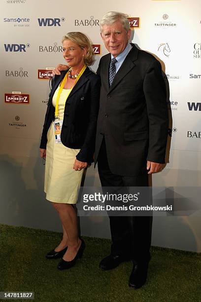 Paul Schockemoehle poses with wife Bettina during the media night during day one of the 2012 CHIO Aachen tournament on July 3, 2012 in Aachen,...