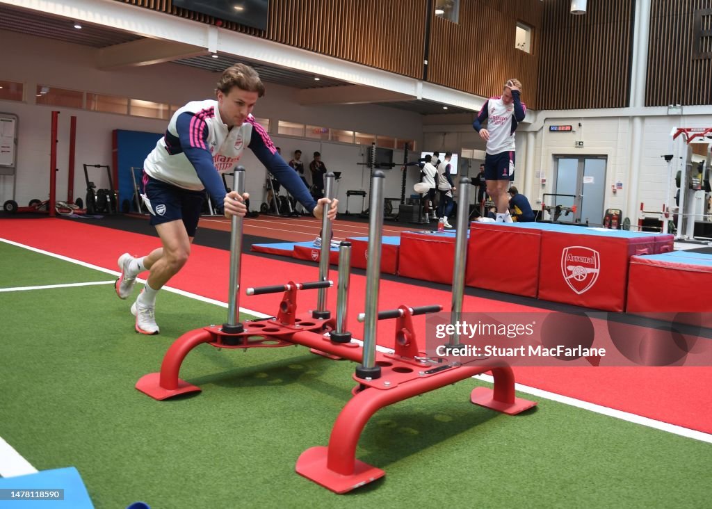Arsenal Training Rob Holding of Arsenal during a training session at London Colney on ...