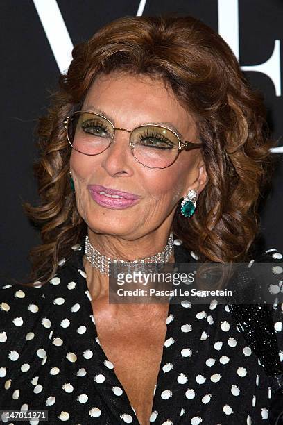 Sophia Loren attends the Giorgio Armani Prive Haute-Couture show as part of Paris Fashion Week Fall / Winter 2012/13 at Palais de Chaillot on July 3,...