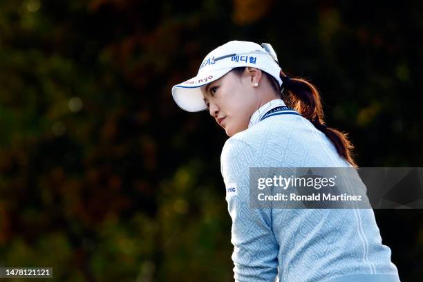 So Yeon Ryu of South Korea prepares to play her shot from the second tee during the first round of the DIO Implant LA Open at Palos Verdes Golf Club...