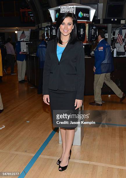 Miss America 2012 Laura Kaeppeler visits at New York Stock Exchange on July 3, 2012 in New York City.