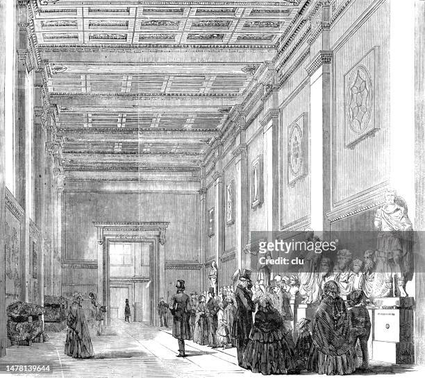 london, british museum, the corridor or roman gallery - bloomsbury london stock illustrations