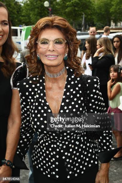 Sophia Loren attends the Giorgio Armani Prive Haute-Couture Show as part of Paris Fashion Week Fall / Winter 2012/13 at Palais de Chaillot on July 3,...