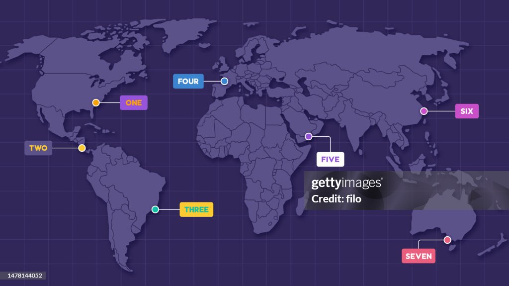 World Map With Country Outlines And Location Labels High-Res Vector ...