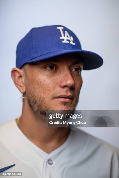 Los Angeles Dodgers infielder Miguel Rojas is photographed for Los Angeles Times on February 22, 2023 in Glendale, Arizona. PUBLISHED IMAGE. CREDIT...