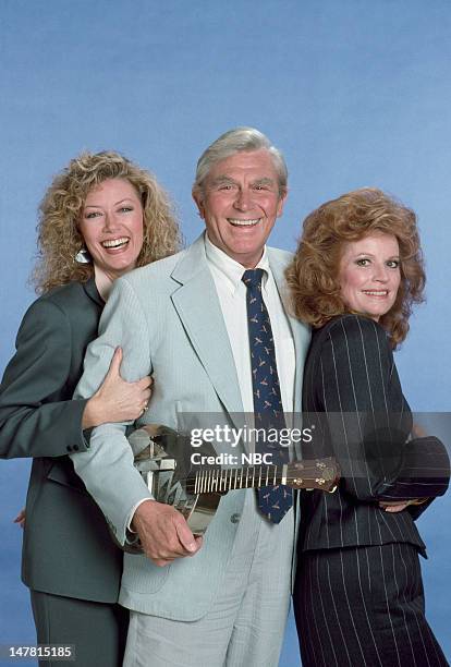 Season 4 -- Pictured: Nancy Stafford as Atty. Michelle Thomas, Andy Griffith as Ben Matlock, Julie Sommars as A.D.A. Julie March --