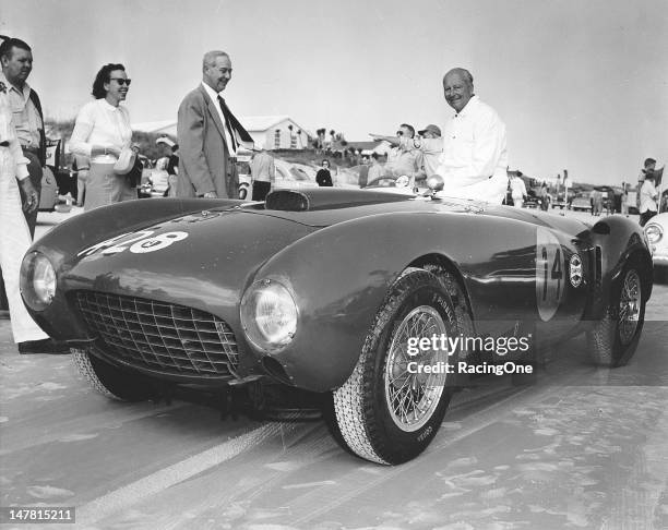 February 20, 1955: Jack Rutherfurd of Palm Beach, FL, brought this 12-cylinder Ferrari to the Daytona Beach-Road Course in 1954 and set a world...
