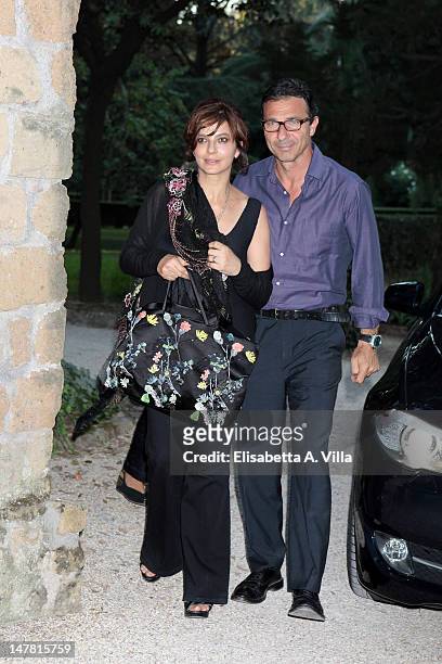 Actress Laura Morante and husband Francesco Giammatteo attend 2012 Globo d'Oro - Italian Golden Globes Award at Villa Massimo on July 3, 2012 in...