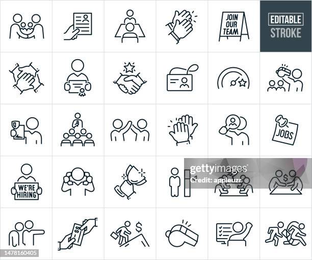 illustrations, cliparts, dessins animés et icônes de icônes de ligne mince de ressources humaines - course modifiable - ressources humaines