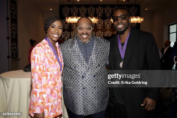 Eboni Patrice, Marvin Sapp and Jabari Johnson attend the BMI Trailblazers of Gospel Music Awards at FLOURISH Atlanta on March 30, 2023 in Atlanta,...