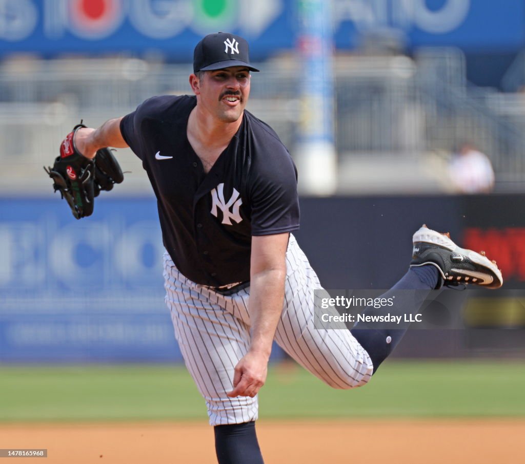Calso Rodon New York Yankees Carlos Rodon throws live batting practice during day ...