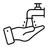 Hand with water tap showing concept of wudhu vector, easy to use icon