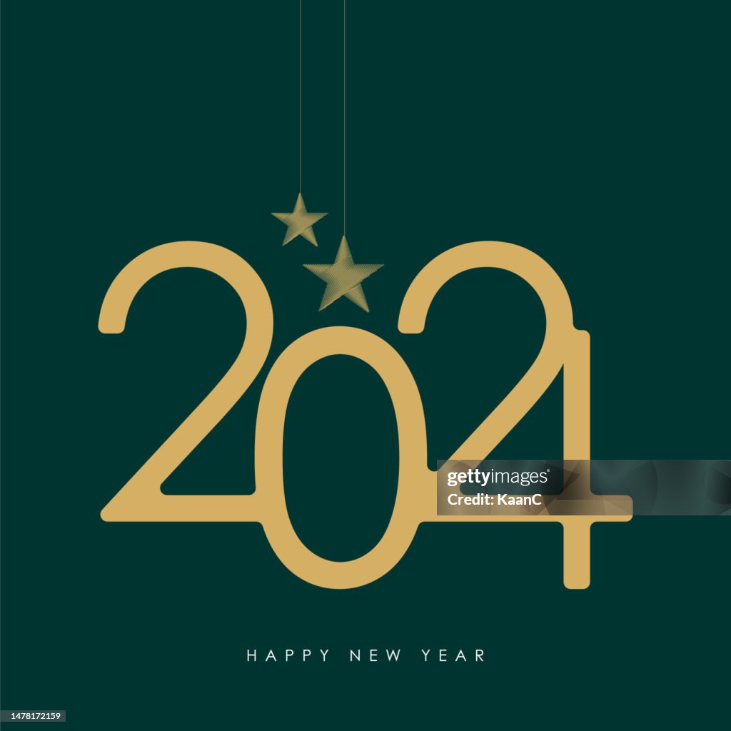 2024. Buon anno. Illustrazione vettoriale di numeri astratti. Design natalizio per biglietti di auguri, inviti, calendario, ecc. illustrazione vettoriale