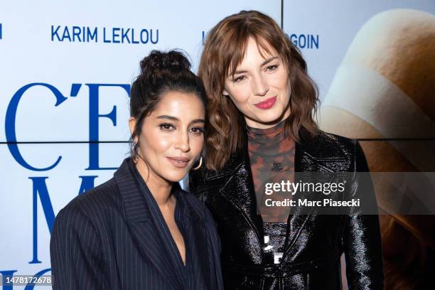 Leila Bekhti and Louise Bourgoin attend the "C'Est Mon Homme" premiere at UGC Cine Cite Des Halles on March 30, 2023 in Paris, France.